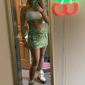 Y2K green swirl design skirt